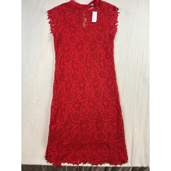 Velvet by Graham & Spencer Dresses & Skirts - Velvet by Graham & Spencer Red Crochet Lace Shift Dress Sleeveless Small NEW
